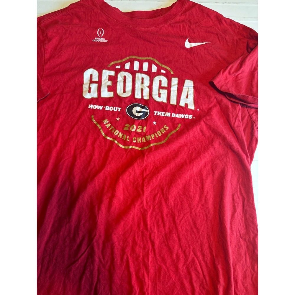 Nike Georgia Bulldogs T-Shirt Mens XL Red Good 2021 National Champions Tee